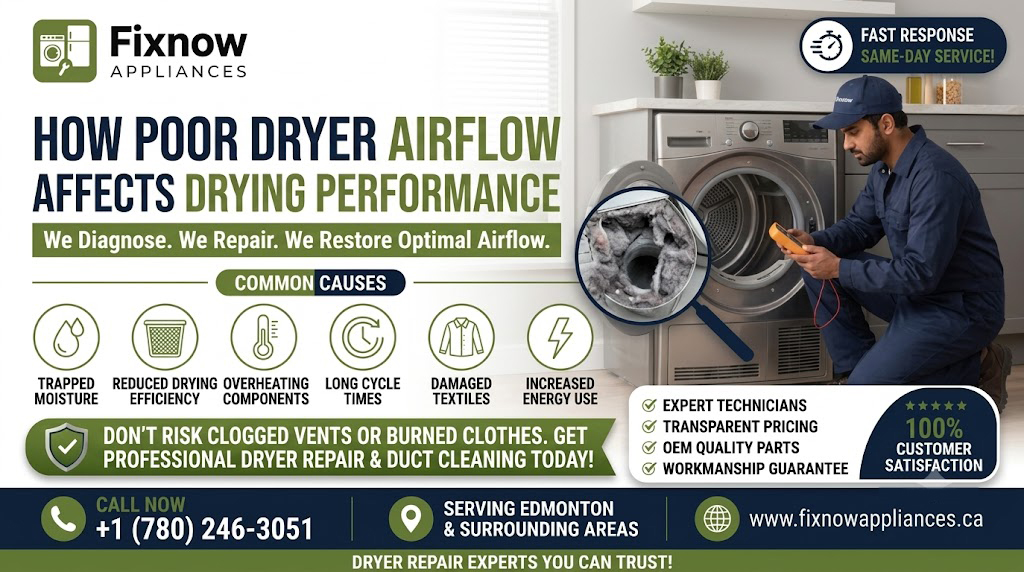 How Poor Dryer Airflow Affects Drying Performance | FixNow Appliances 
